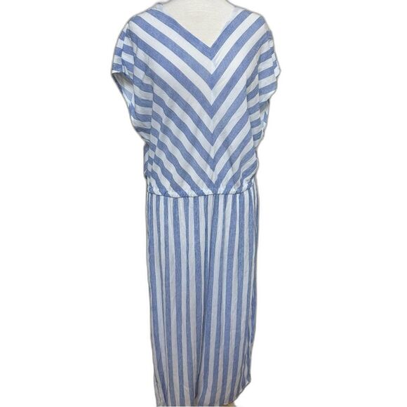 Coastal Nautical Blue/White Chevron Sleeveless Jumpsuit by Catherines - Plus 18W - Picture 1 of 5